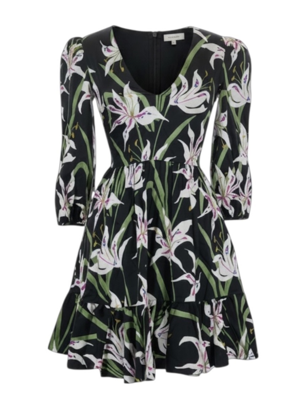 Borgo De Nor Anita Floral Lily Print Cotton Mini Dress - Size 6